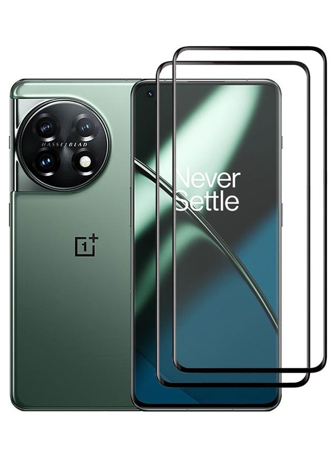MARGOUN 2Pack for OnePlus 11 Screen Protector Tempered Glass 9H Anti-Scratch Shatterproof HD Curved Edge to Edge Full Coverage Film 6.7 inch Clear/Black - Image 2