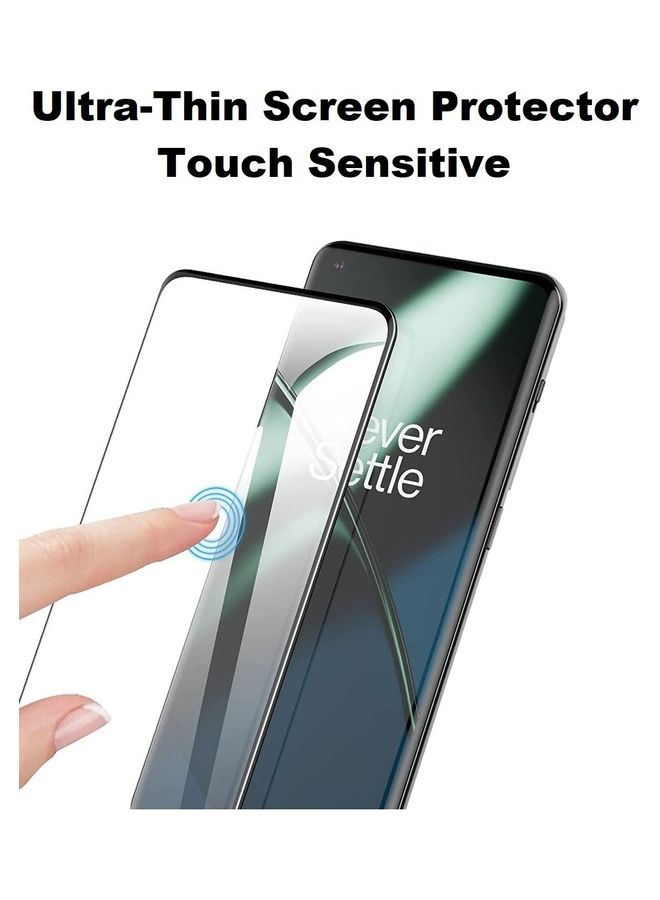 MARGOUN 2Pack for OnePlus 11 Screen Protector Tempered Glass 9H Anti-Scratch Shatterproof HD Curved Edge to Edge Full Coverage Film 6.7 inch Clear/Black - Image 5