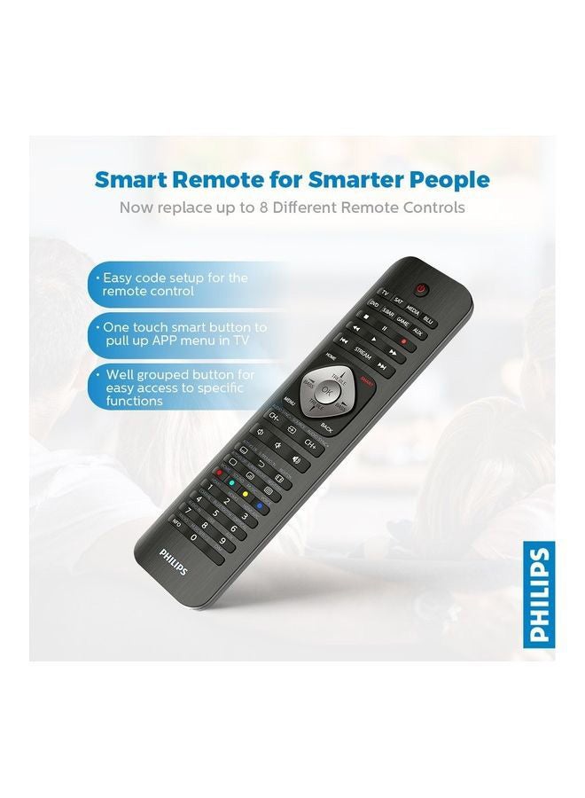 Philips - 8-in-1 Universal Remote Control With Learning Function - Compatible With 2000+ Brands, Easy Setup, Works With TV, DVD, Soundbar - Black - Image 1