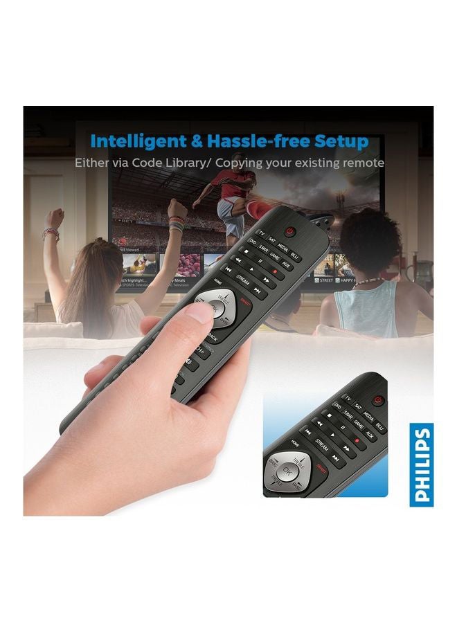 Philips - 8-in-1 Universal Remote Control With Learning Function - Compatible With 2000+ Brands, Easy Setup, Works With TV, DVD, Soundbar - Black - Image 1