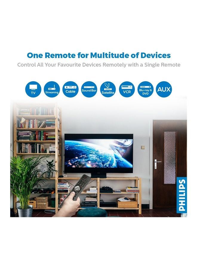 Philips - 8-in-1 Universal Remote Control With Learning Function - Compatible With 2000+ Brands, Easy Setup, Works With TV, DVD, Soundbar - Black - Image 1