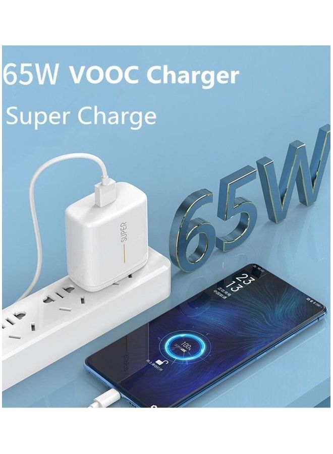 OPPO - Flash Charge Super VOOC Adapter Charger 65W With Type C Cable White - Image 1