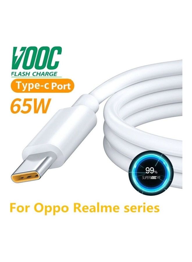 OPPO - Flash Charge Super VOOC Adapter Charger 65W With Type C Cable White - Image 1