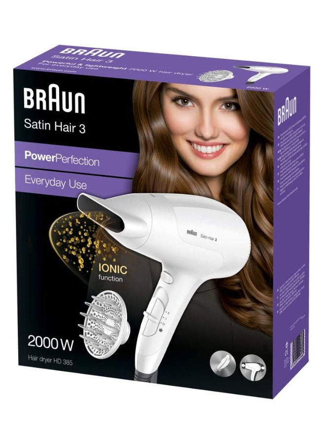 BRAUN Satin Hair 3 Power Perfection Hairdryer With Iontec And Styling Nozzle 2000 Watts 19.6 x 10 x 28.5cm  - Image 4