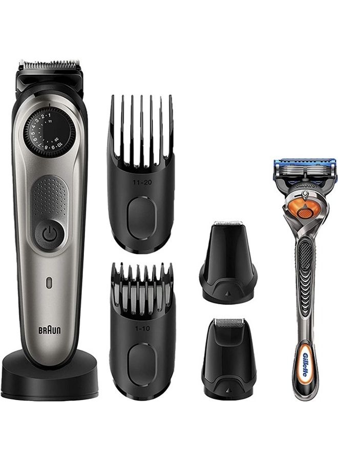 BRAUN Rechargeable Beard And Hair Trimmer With Gillette Fusion 5 Proglide Razor Toiletry Set 22.5 x 6.5 x 25.2cm  - Image 1