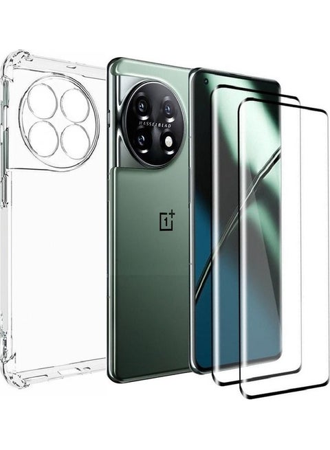 3Pack for OnePlus 11 Case with 2X Screen Protector Tempered Glass Shockproof Full Body Protection Clear