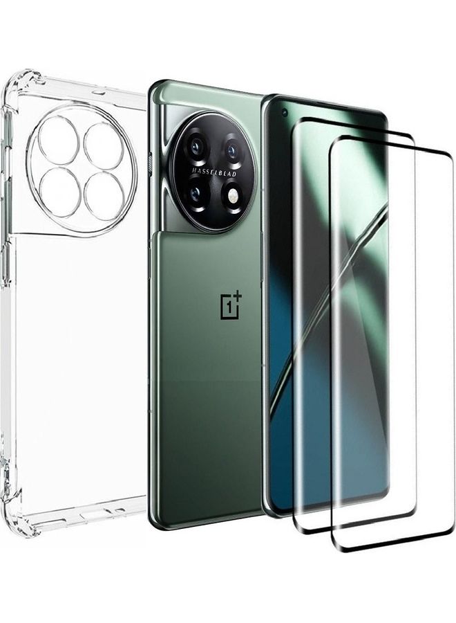MARGOUN 3Pack for OnePlus 11 Case with 2X Screen Protector Tempered Glass Shockproof Full Body Protection Clear  - Image 1
