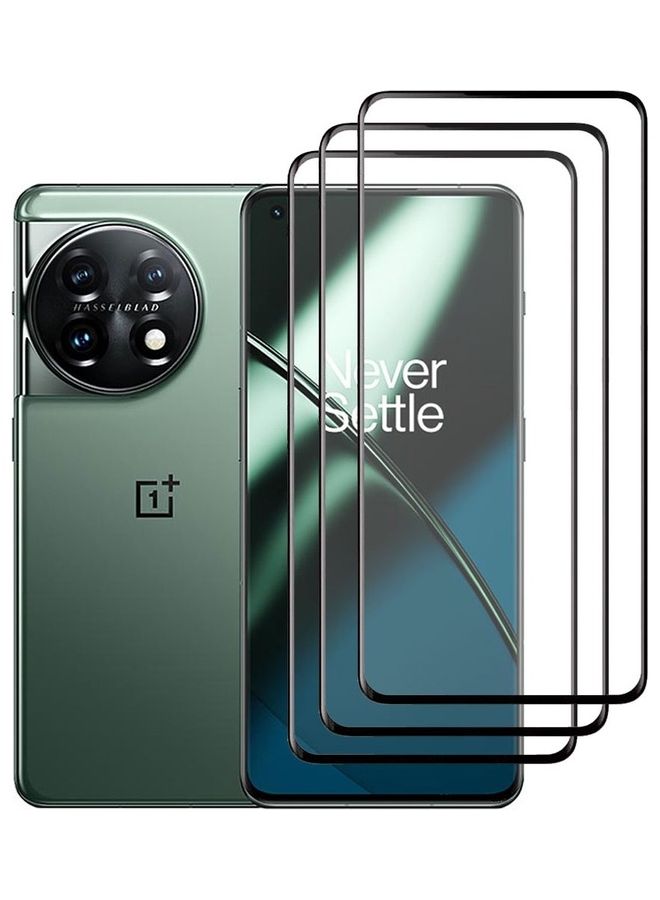 MARGOUN 3Pack for OnePlus 11 Screen Protector Tempered Glass 9H Anti-Scratch Shatterproof HD Curved Edge to Edge Full Coverage Film 6.7 inch Clear/Black - Image 2