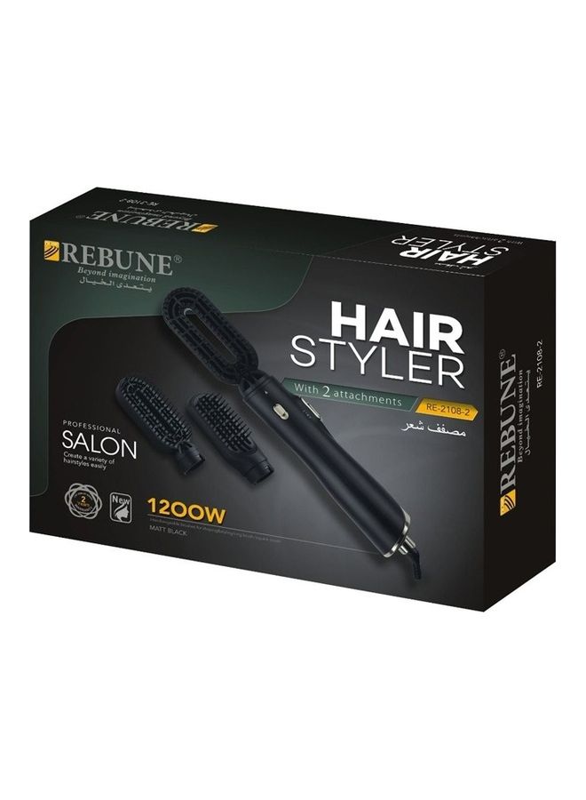 REBUNE Hair Styler Matt Black 2 Attachments - Image 2