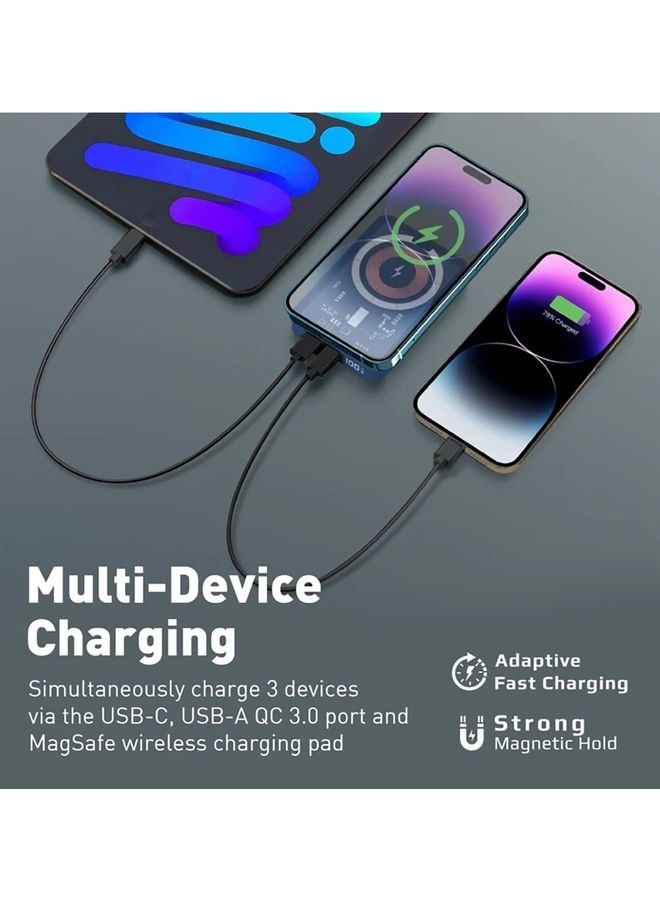 PROMATE - 5000.0 mAh 5000mAh Transparent 15W MagSafe Wireless Charging Power Bank Blue - Image 1