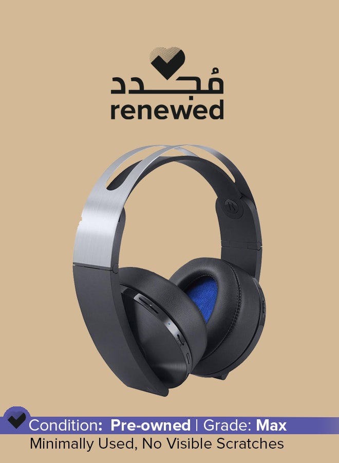 Renewed - Platinum  Wireless Headset With 3D Audio For PS4 Black/Silver