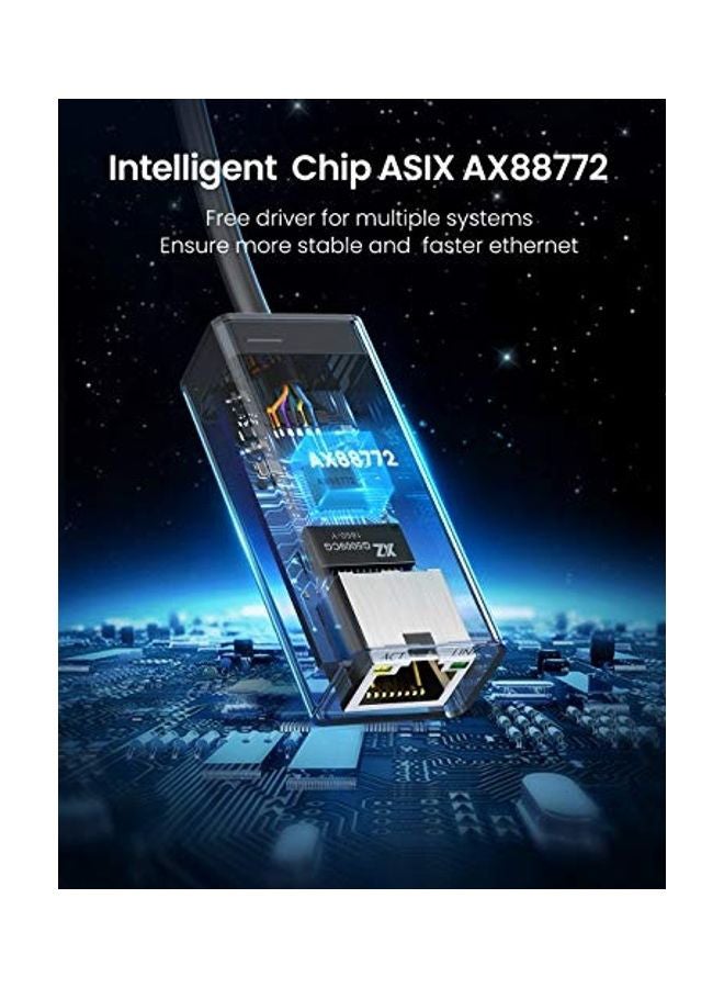 يو جرين - محول إيثرنت سلكي من USB 2.0 إلى RJ45 بسرعة 100/10 ميجابت في الثانية لشبكة LAN أسود - Image 1