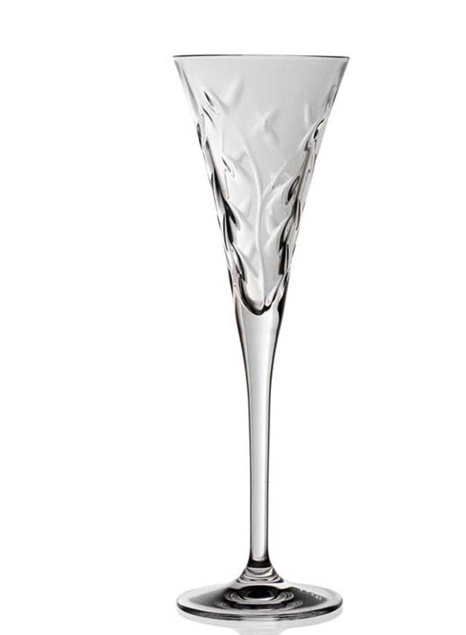 RCR Laurus Set Of 6 Pieces Open Flute Glasses Clear 120ml - Image 1