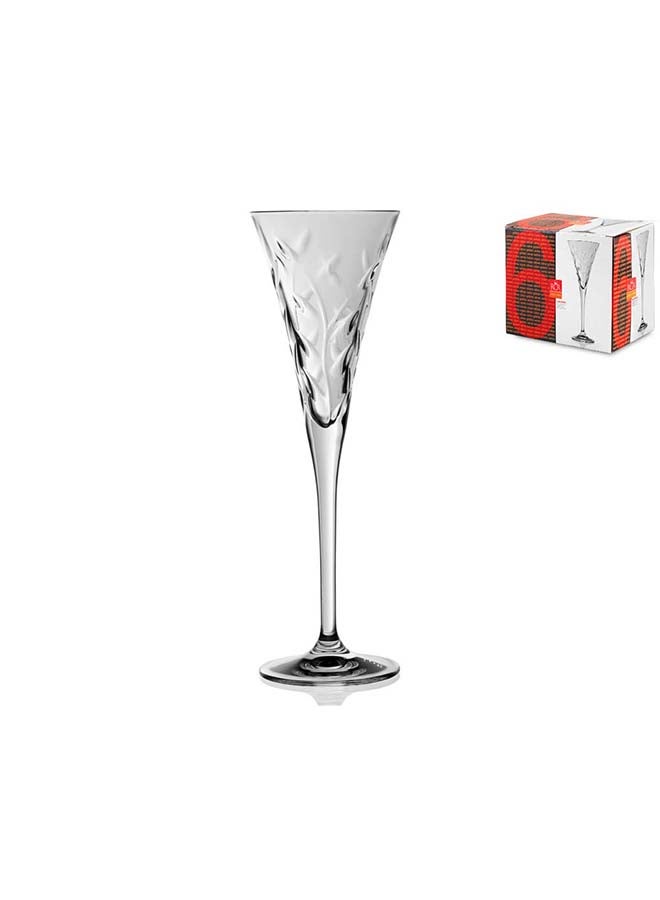 RCR Laurus Set Of 6 Pieces Open Flute Glasses Clear 120ml - Image 2