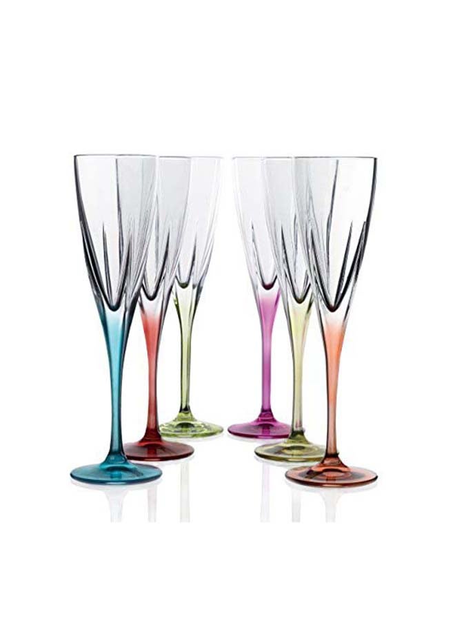 Fusion Set Of 6 Pieces Flute Glasses Multicolour 170ml - v1676892520/N32072409A_1