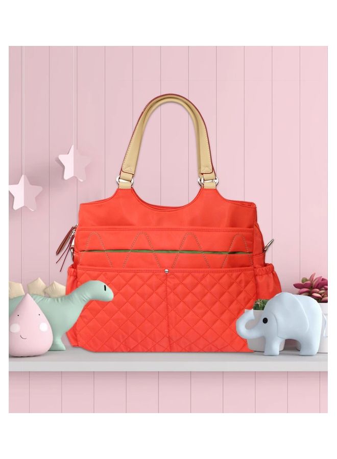 Sunveno - Fashion Diaper Bag With Multiple Pockets - Orange - Image 1