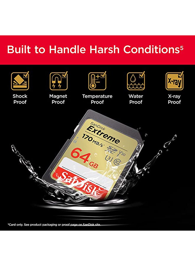 Sandisk 64 GB Extreme SDXC  UHS-I Card Speed up to 170MB/s, shoot 4K UHD video2,  SDSDXV2-064G-GNCIN 64 GB  - Image 3