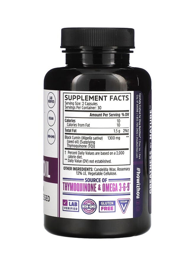 Black Seed Oil Dietary Supplement- 60 Vegetarian Capsules - v1676962981/N33129175A_2