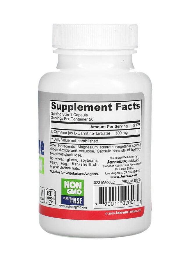 جارو فورملاز مُكمل غذائي أل-كارنتين 500 مجم - 50 كبسولة نباتية - Image 2