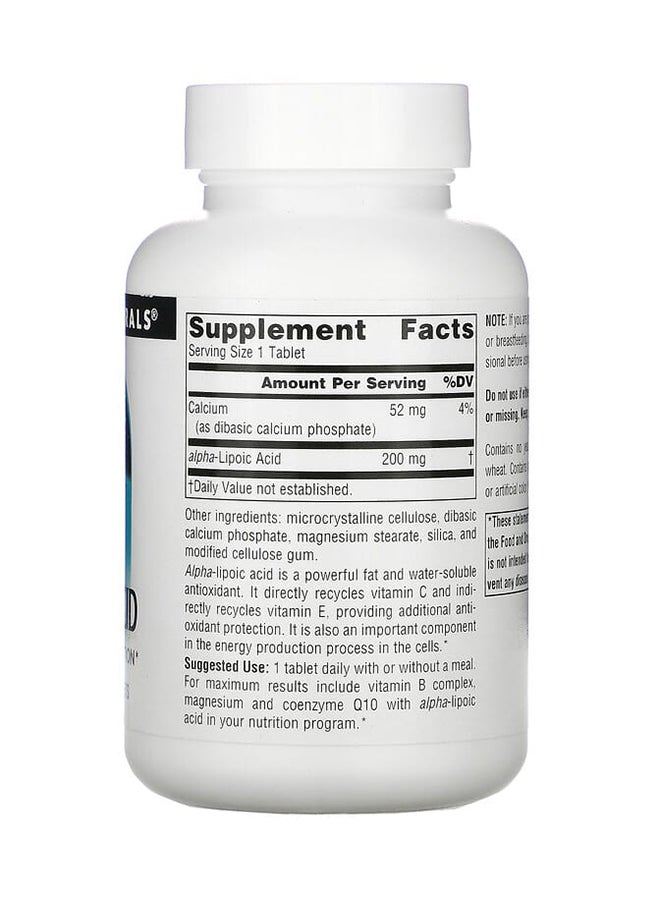 سورس ناتشورالز حمض ألفا- ليبويك مكمل غذائي 200 مجم، 120 قرص - Image 2