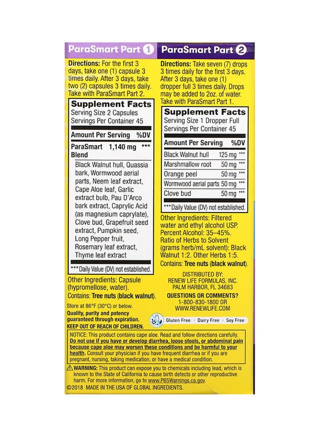 Renew Life - ParaSmart, 15-Day Targeted Cleanse, 2-Part 90 Veg Capsules - Image 1