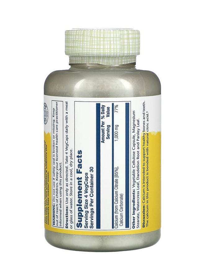 Solaray Calcium Citrate 1000 mg- 120 Veg Caps  - Image 2