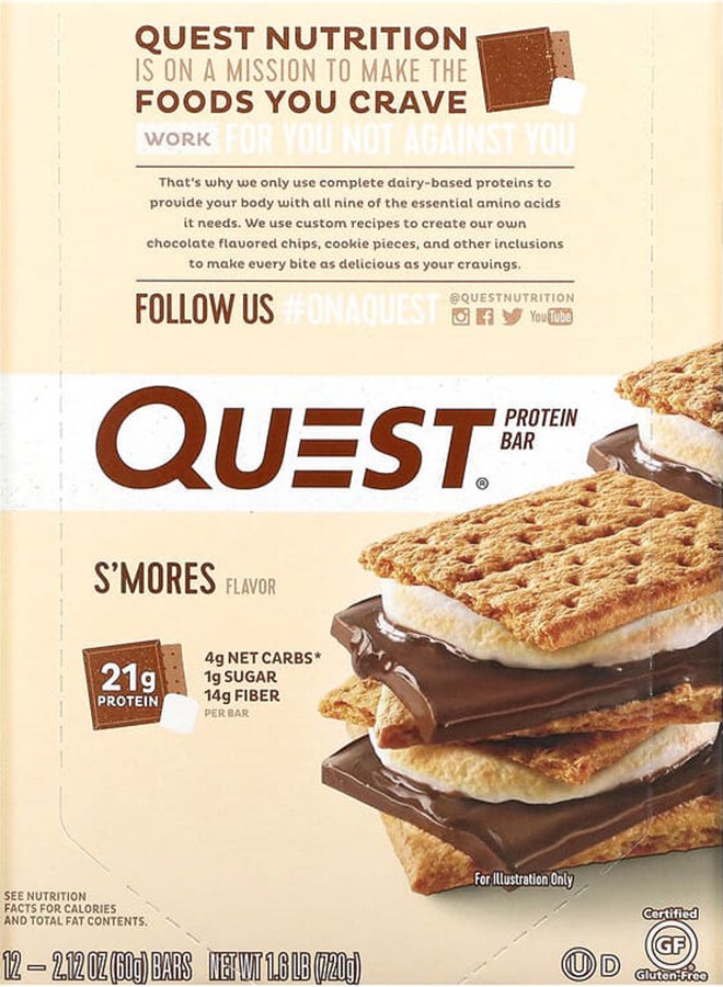 QUEST NUTRITION - 12-Piece Protein Bars - S'mores , 2.12 (60 g) Each - Image 1