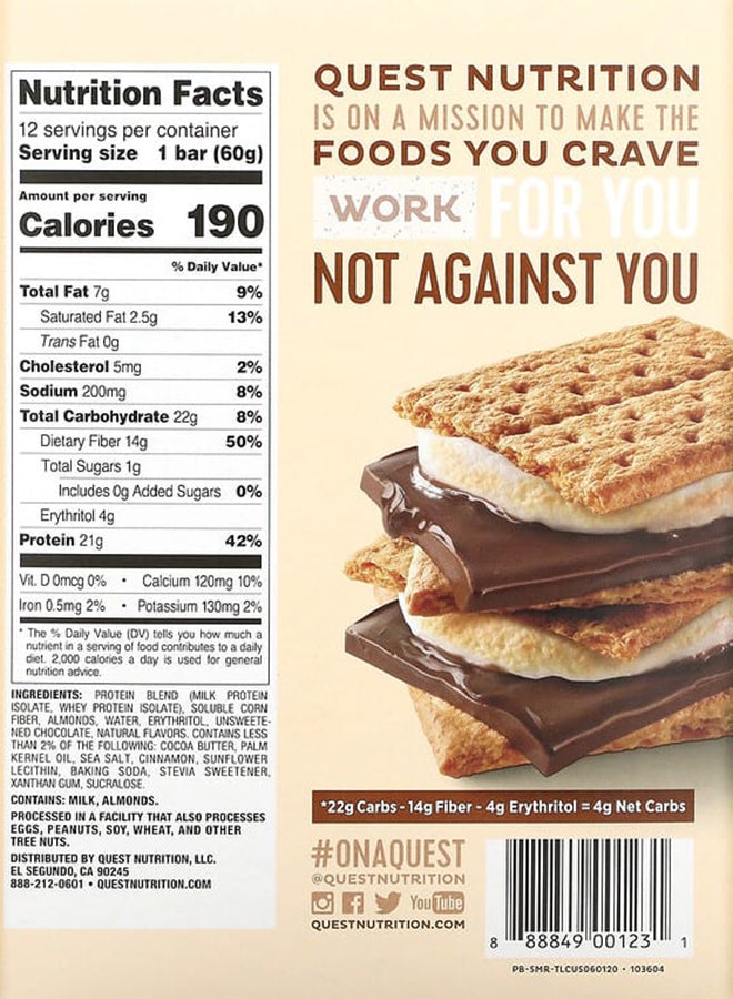 QUEST NUTRITION - 12-Piece Protein Bars - S'mores , 2.12 (60 g) Each - Image 1