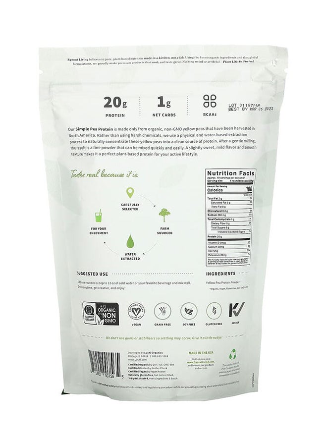 Sprout Living Simple Pea Protein Powder 1 lb (454 g)  - Image 2