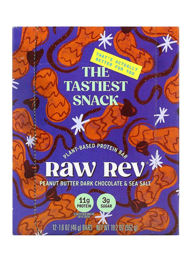 Raw Rev Glo 12-Piece Glo Peanut Butter Dark Chocolate And Sea Salt Protein Bar Set 1.6 oz (46 g) Each - Image 1
