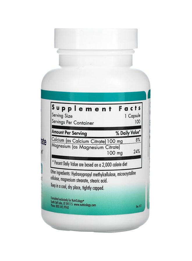 Nutricology Calcium Magnesium Citrate Supplement - 100 Capsules  - Image 2