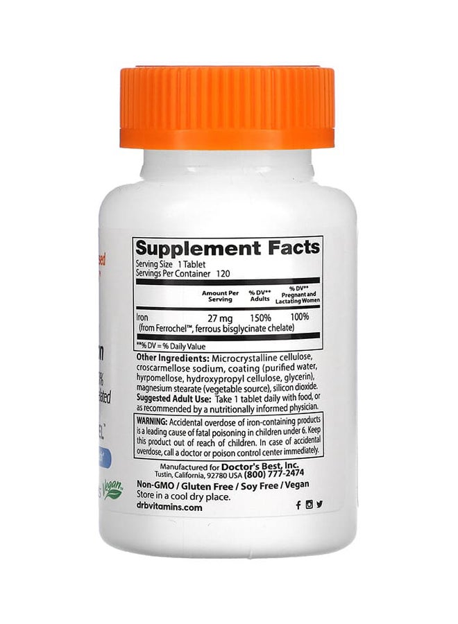 Doctor's BEST High Absorption Iron With Ferrochel - 120 Tablets 27 mg  - Image 2