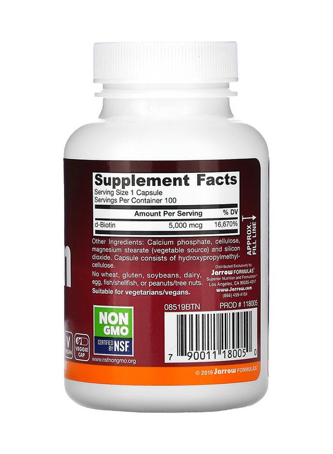 jarrow formulas Biotin Energy Production - 100 Capsules 5,000 mcg - Image 2