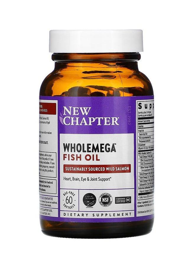 New Chapter Wholemega Extra Virgin Wild Alaskan Salmon Oil Fish Oil-60 Softgels - Image 3
