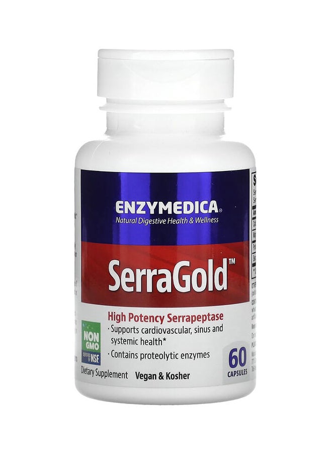 ENZYMEDICA SerraGold High Potency Serrapeptase Dietary Supplement - 60 Capsules  - Image 1