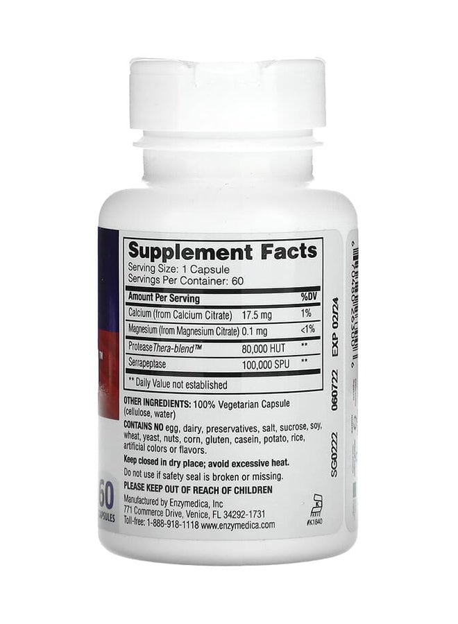 ENZYMEDICA SerraGold High Potency Serrapeptase Dietary Supplement - 60 Capsules  - Image 2