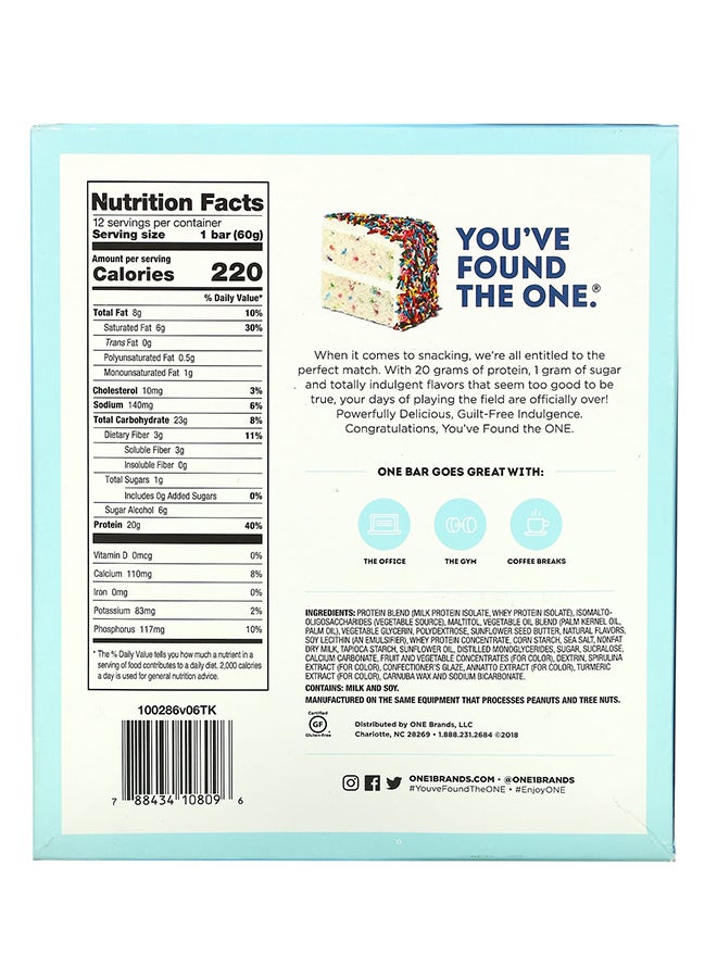 ONE BRANDS Pack Of 12 One Bar Birthday Cake Flavour 12 Bars, 2.12 oz (60 g) Each  - Image 2