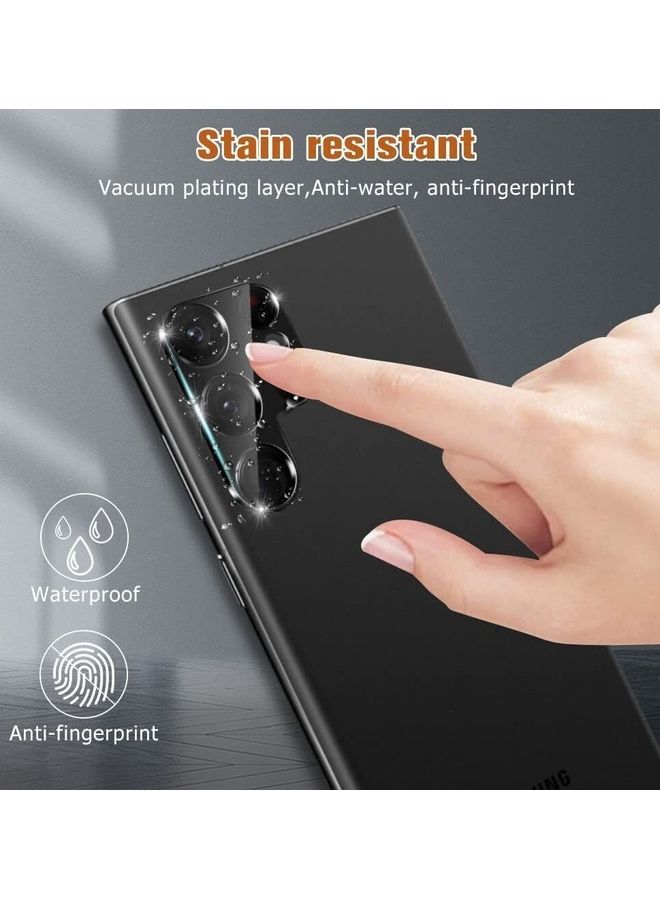 MARGOUN Samsung Galaxy S23 Ultra Camera Lens Protector 9H Tempered Glass 2.5D Anti-Scratch Case Friendly Shatterproof Black/Clear - Image 4