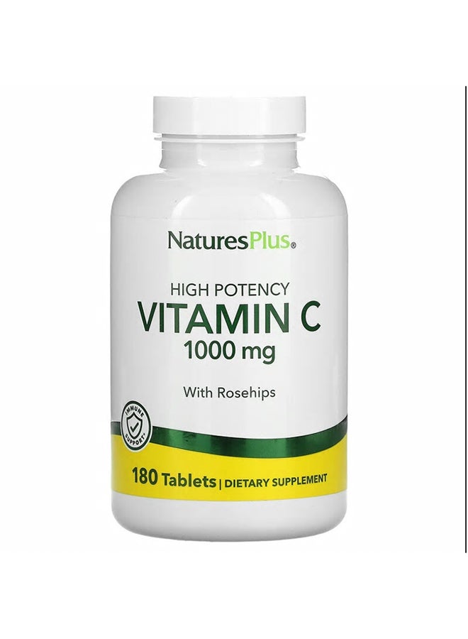 Natures Plus Vitamin-C With Rose Hips - 180 Tablets 1,000 mg - Image 1
