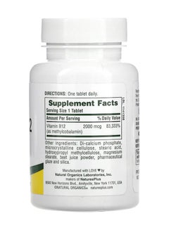 Nature's Plus Vitamin B-12 Dietary Supplement 2000 Mg 60 Tablets  - Image 2