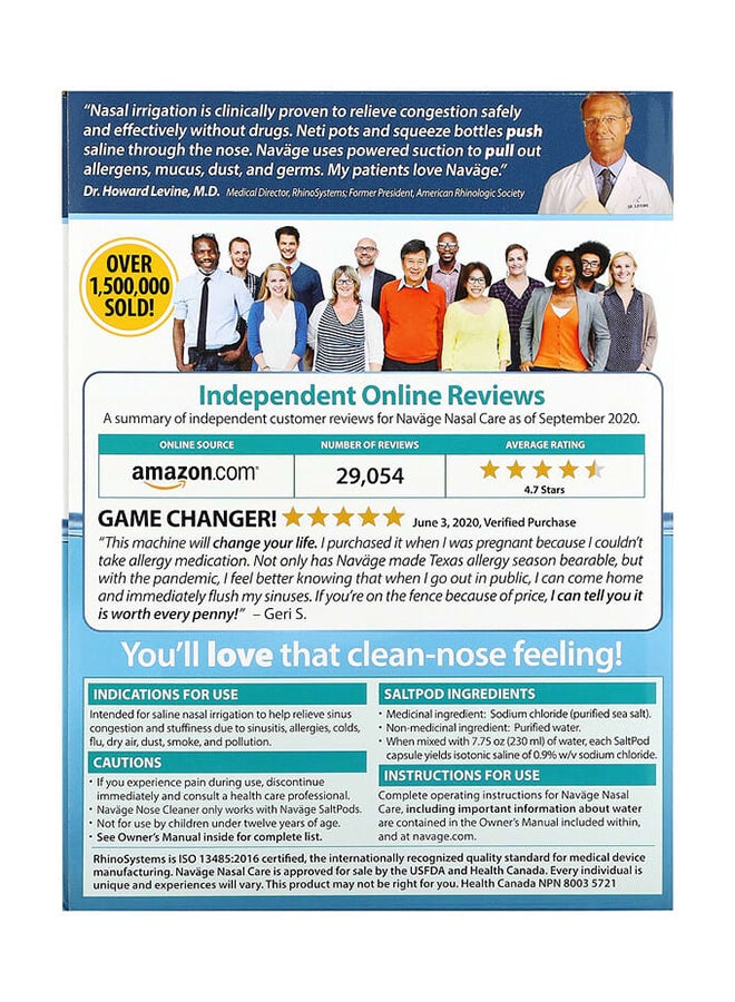 Navage Saline Nasal Irrigation Starter Kit, Nose Cleaner Model SDG-2 + 20 Saltpod Capsules - Image 3