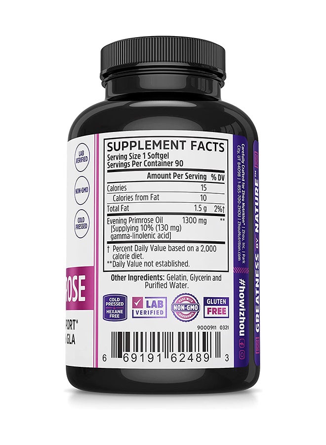 Zhou Nutrition Evening Primrose Dietary Supplement - 90 Softgels  - Image 2