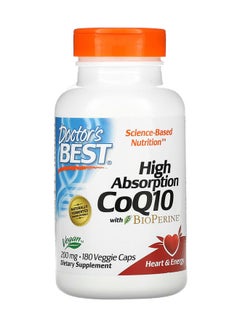 High Absorption CoQ10 With BioPerine 200mg Dietary Supplement - 180 Capsules