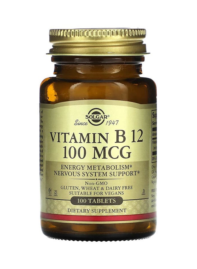 Solgar Vitamin B12 100 mcg Dietary Supplement - 100 Tablets - Image 1