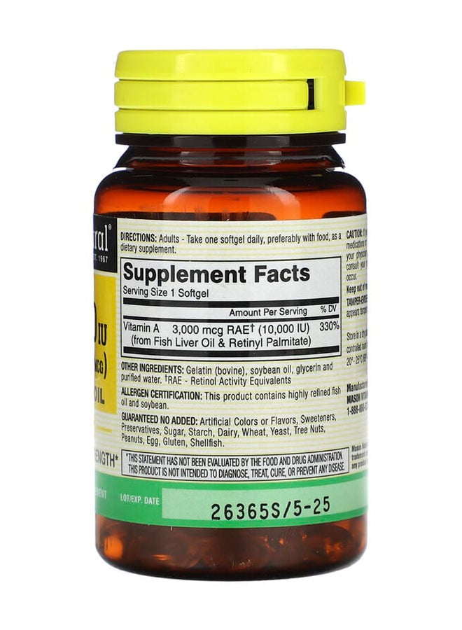 Mason Natural Vitamin A 10000 IU Fish Liver Oil Dietary Supplement - 100 Softgels - Image 2