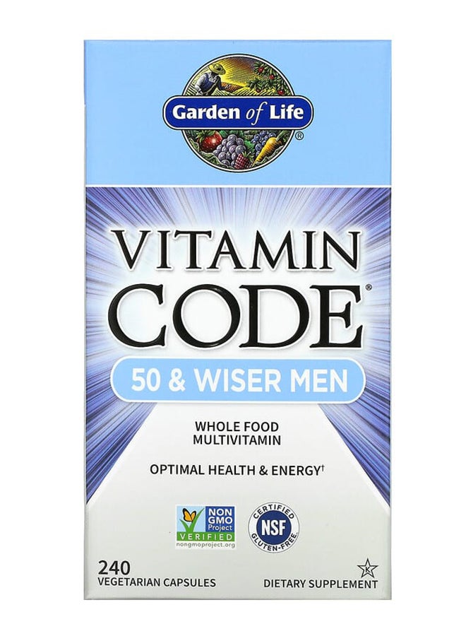 Garden of Life - Garden of Life, Vitamin Code, 50 & Wiser Men, Whole Food Multivitamin, 240 Vegetarian Capsules - Image 1