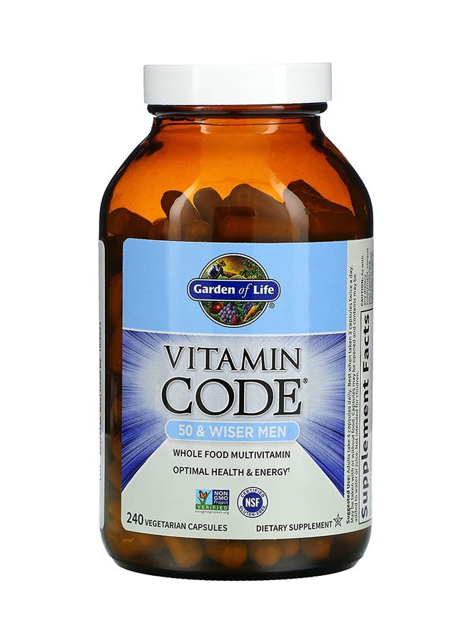 Garden of Life - Garden of Life, Vitamin Code, 50 & Wiser Men, Whole Food Multivitamin, 240 Vegetarian Capsules - Image 1