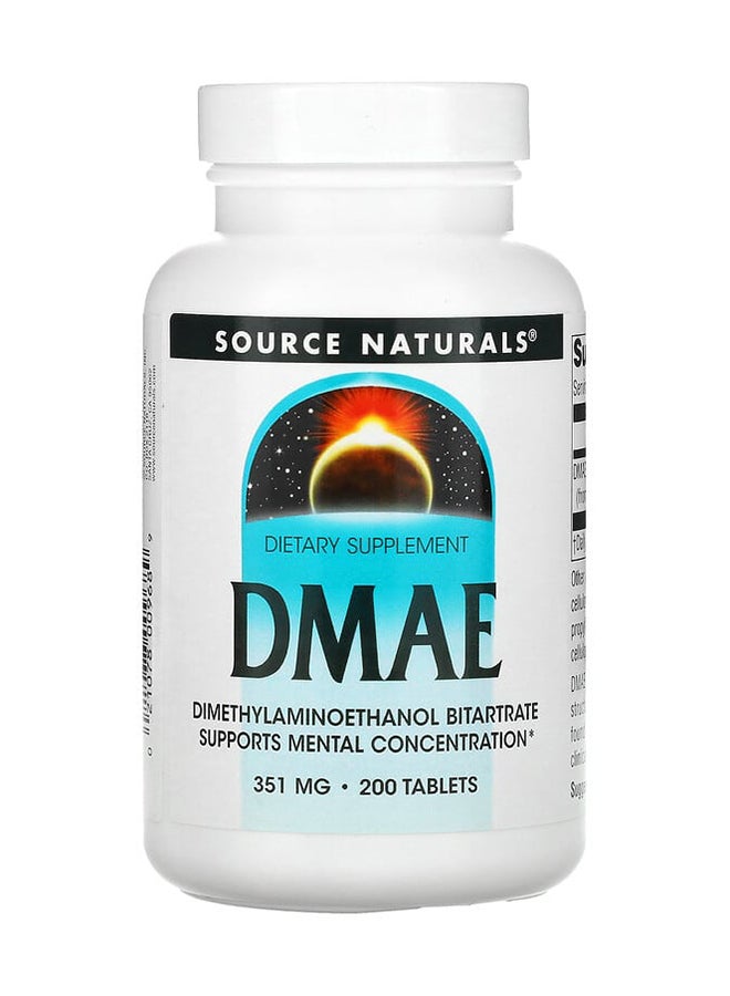 Source Naturals - DMAE Dietary Supplement 351mg - 200 Tablets - Image 1