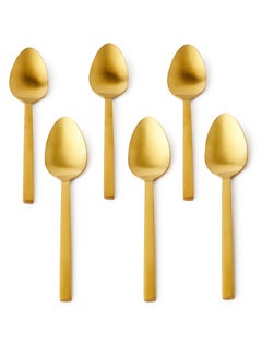 6 Piece Tablespoons Set - Made Of Stainless Steel - Silverware Flatware - Spoons - Spoon Set - Table Spoons - Serves 6 - Design Gold-Lyra Gold-Lyra 6 Pc Table Spoon