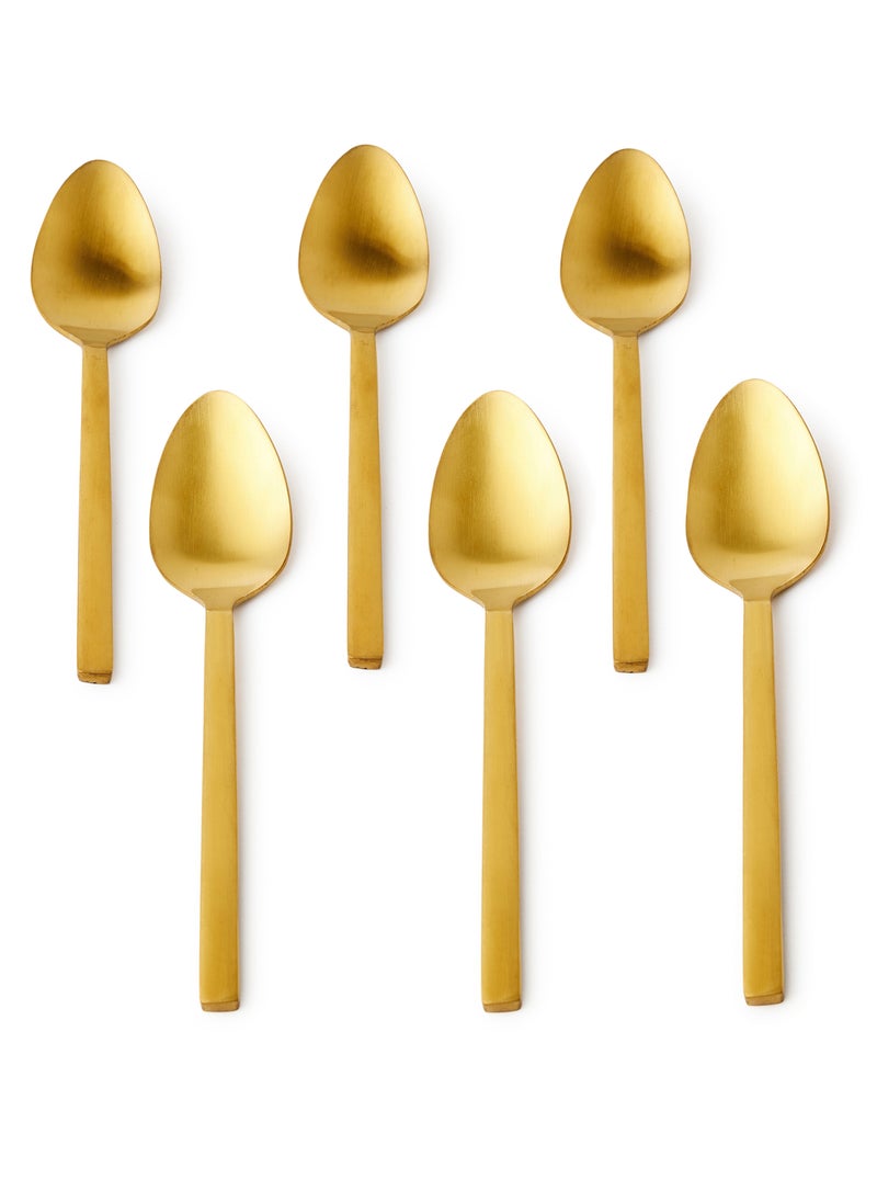 Noon East - 6 Piece Tablespoons Set - Made Of Stainless Steel - Silverware Flatware - Spoons - Spoon Set - Table Spoons - Serves 6 - Design Gold-Lyra Gold-Lyra 6 Pc Table Spoon - Image 1